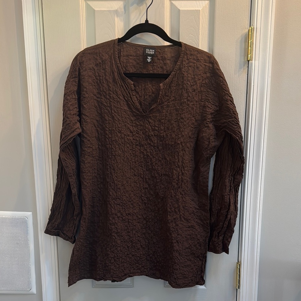 Eileen Fisher Crinkle Long Sleeve Top